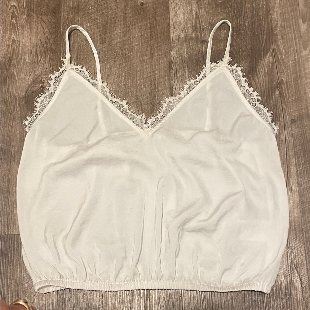 Express White Lace Trim Crop Top